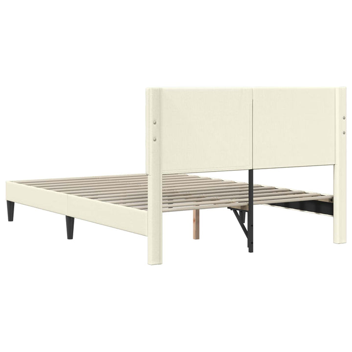 Sengestel med hovedgærde Cremefarvet 160 x 200 cm Velourstof