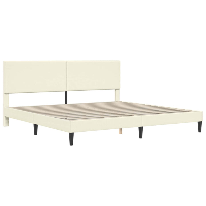 Sengestel med hovedgærde Cremefarvet 180 x 200 cm Velourstof