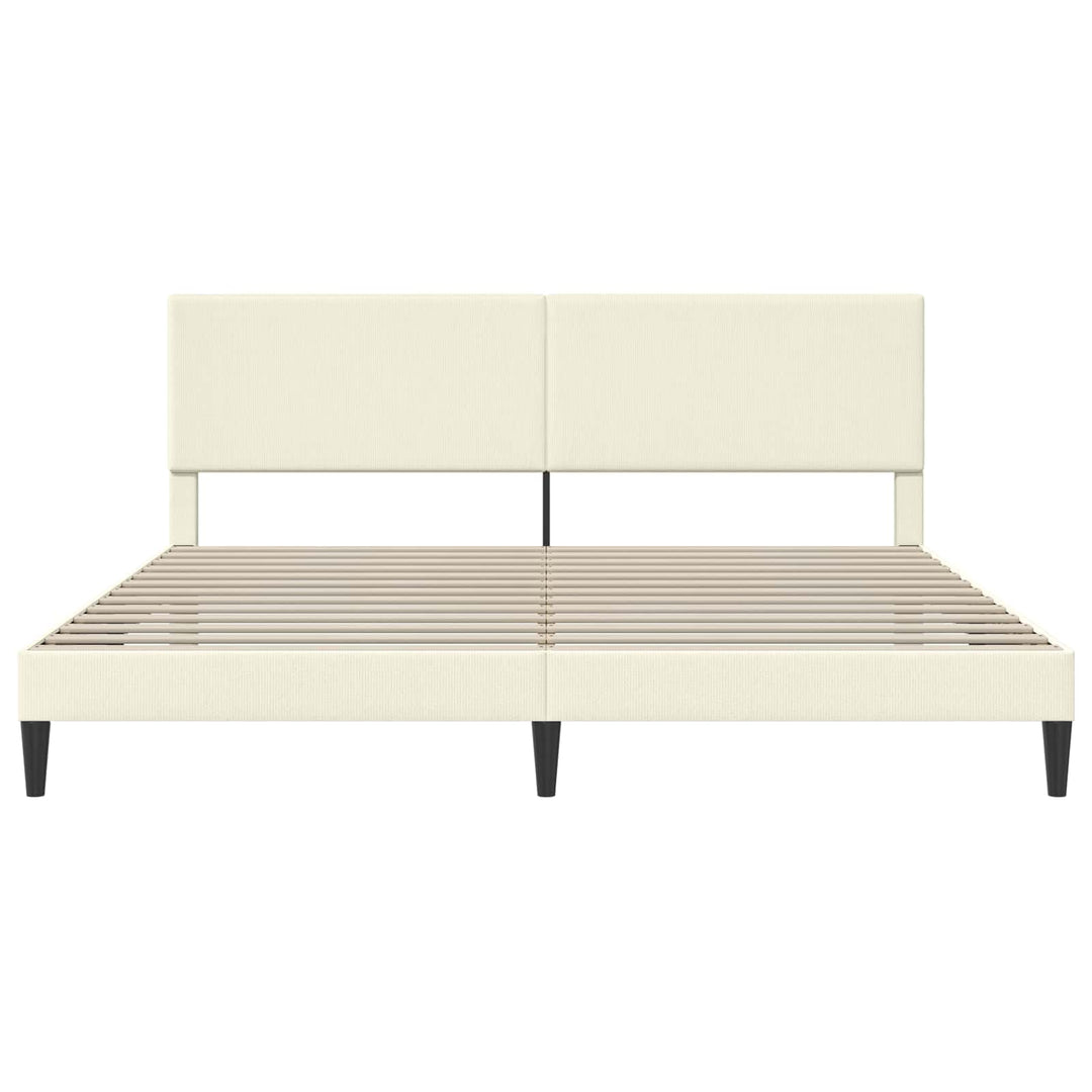 Sengestel med hovedgærde Cremefarvet 180 x 200 cm Velourstof