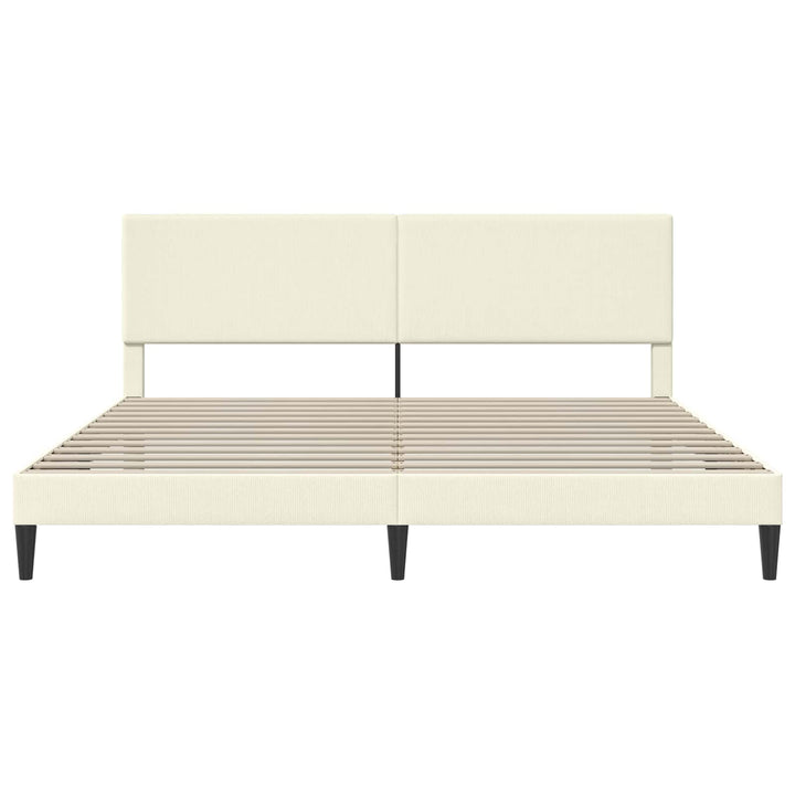 Sengestel med hovedgærde Cremefarvet 180 x 200 cm Velourstof