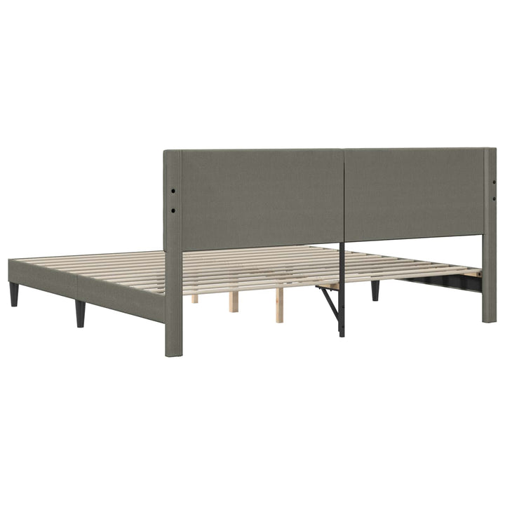 Sengestel med hovedgærde Lysegrå 200 x 200 cm Velourstof