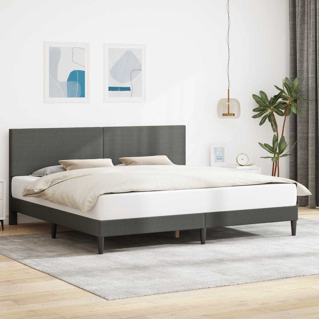 Sengestel med hovedgærde Mørkegrå 200 x 200 cm Velourstof