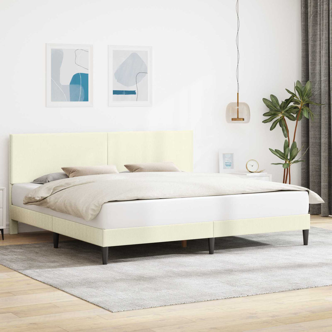 Sengestel med hovedgærde Cremefarvet 200 x 200 cm Velourstof