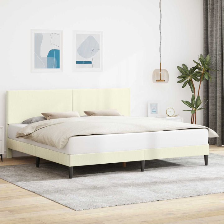 Sengestel med hovedgærde Cremefarvet 200 x 200 cm Velourstof