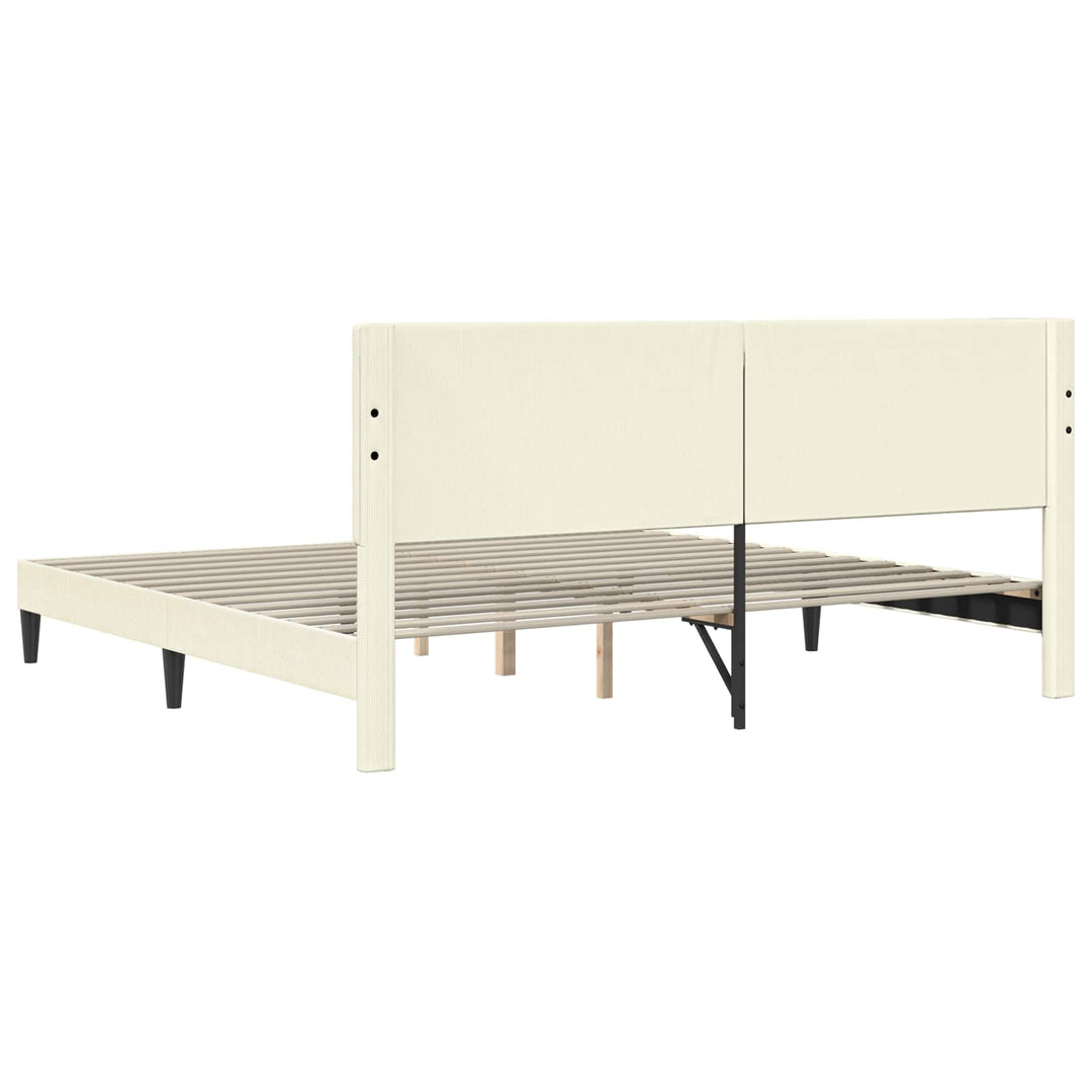 Sengestel med hovedgærde Cremefarvet 200 x 200 cm Velourstof