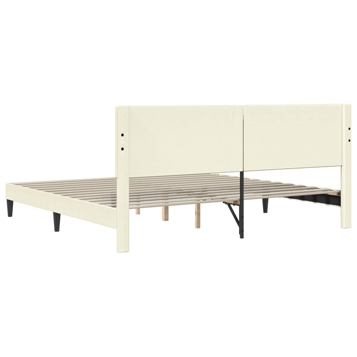 Sengestel med hovedgærde Cremefarvet 200 x 200 cm Velourstof