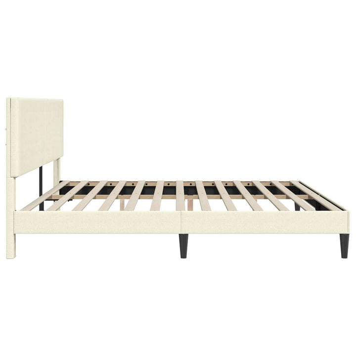Sengestel med hovedgærde Cremefarvet 200 x 200 cm Velourstof