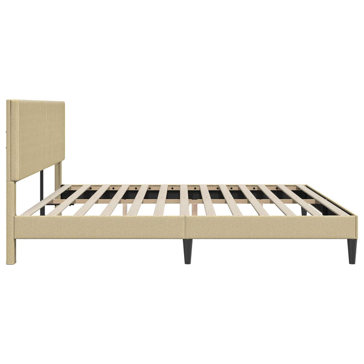 Sengestel med hovedgærde Lys Grøn Grå 200 x 200 cm Velourstof