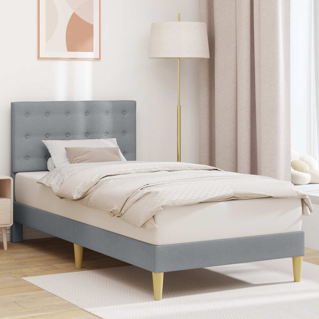 Sengestel med hovedgærde Lysegrå 80 x 200 cm Stof