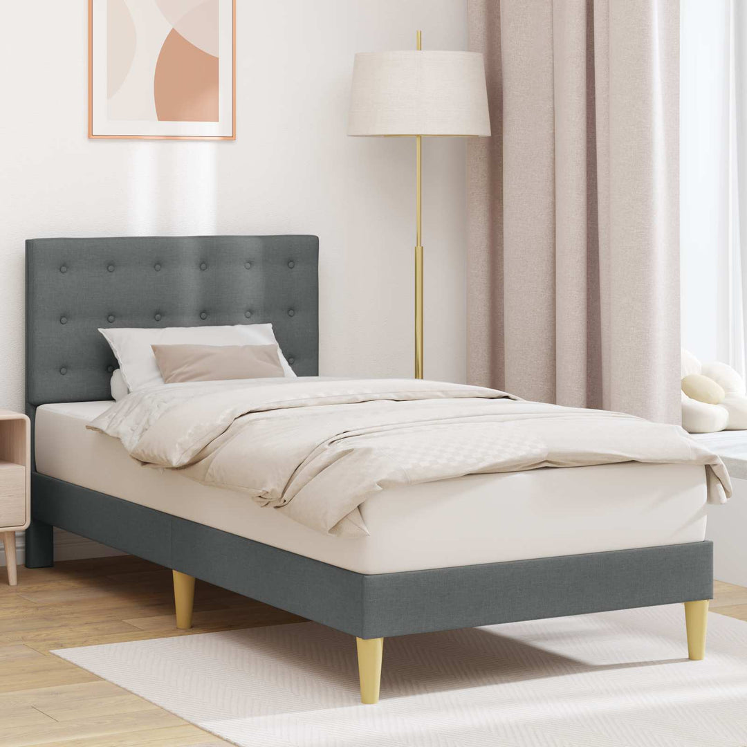 Sengestel med hovedgærde Mørkegrå 80 x 200 cm Stof