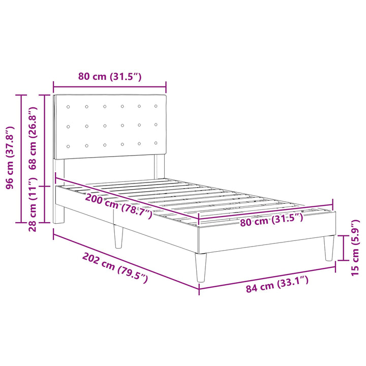 Sengestel med hovedgærde Sort 80 x 200 cm Stof