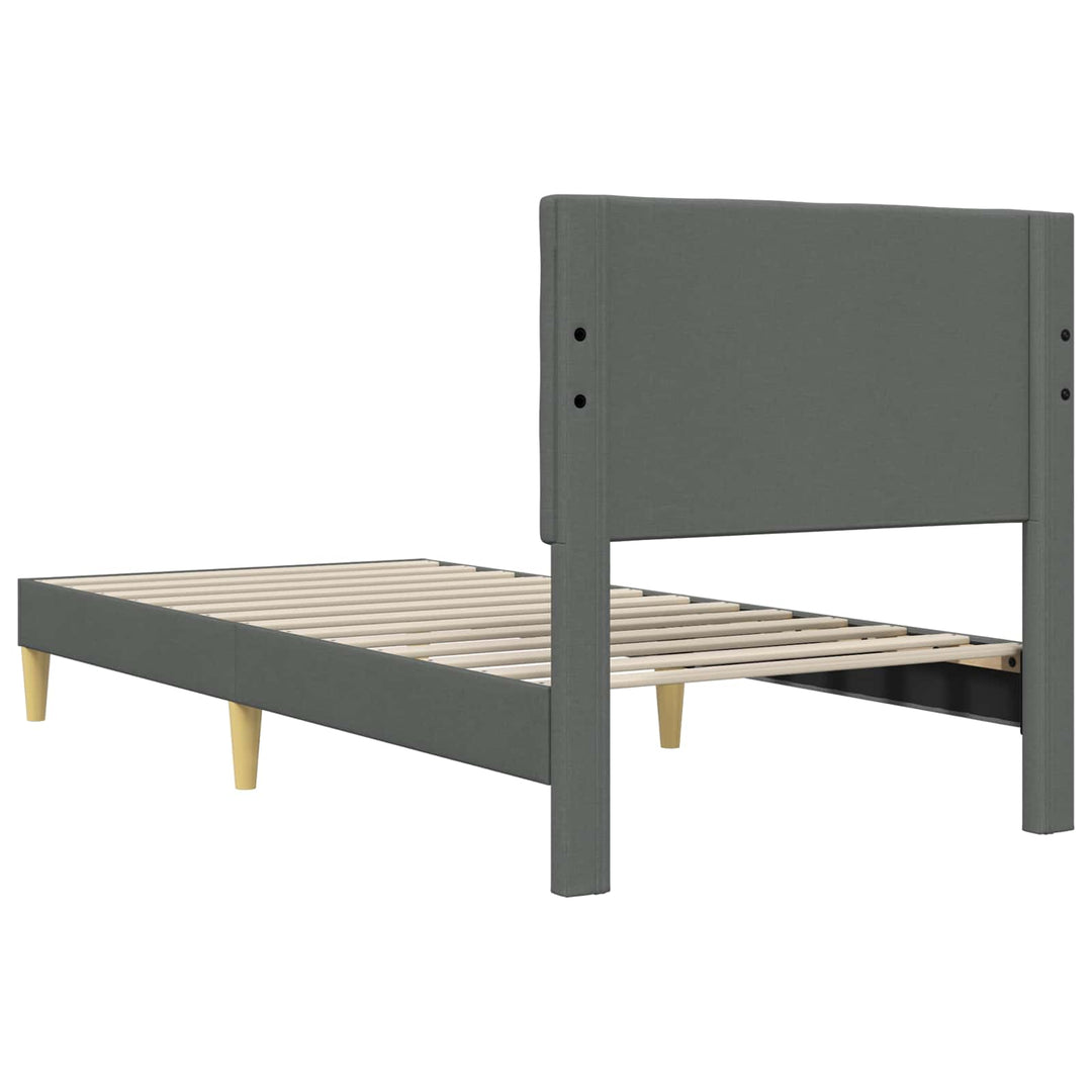 Sengestel med hovedgærde Mørkegrå 90 x 200 cm Stof
