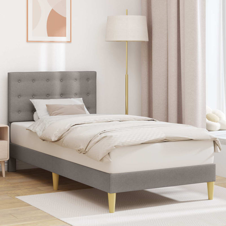Sengestel med hovedgærde Gråbrun 90 x 200 cm Stof