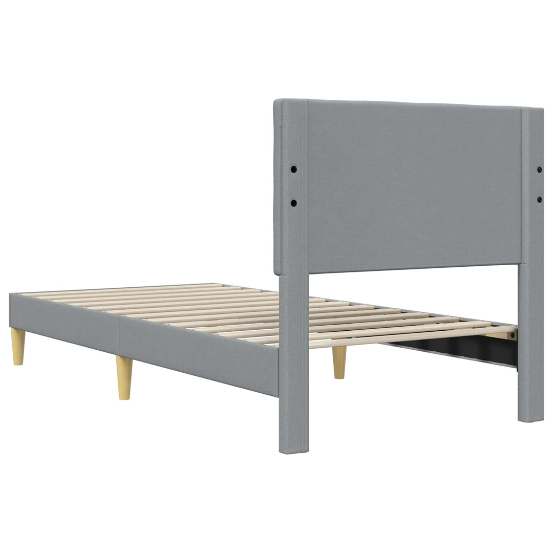 Sengestel med hovedgærde Lysegrå 100 x 200 cm Stof