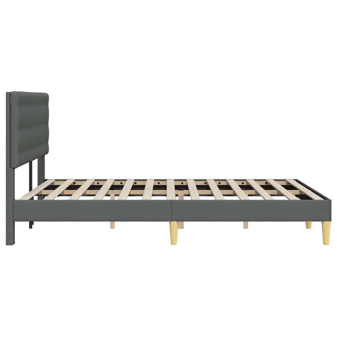 Sengestel med hovedgærde Mørkegrå 120 x 190 cm Stof