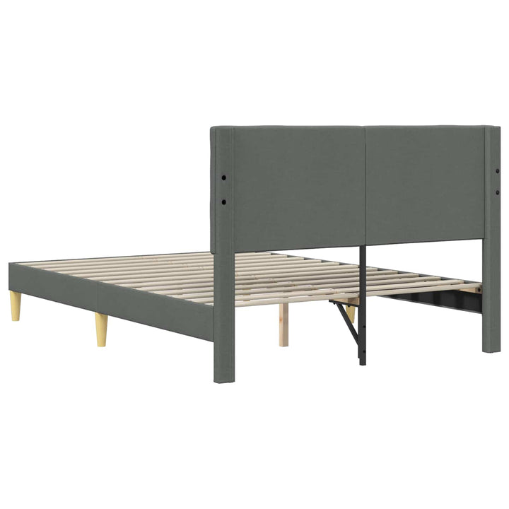 Sengestel med hovedgærde Mørkegrå 120 x 200 cm Stof