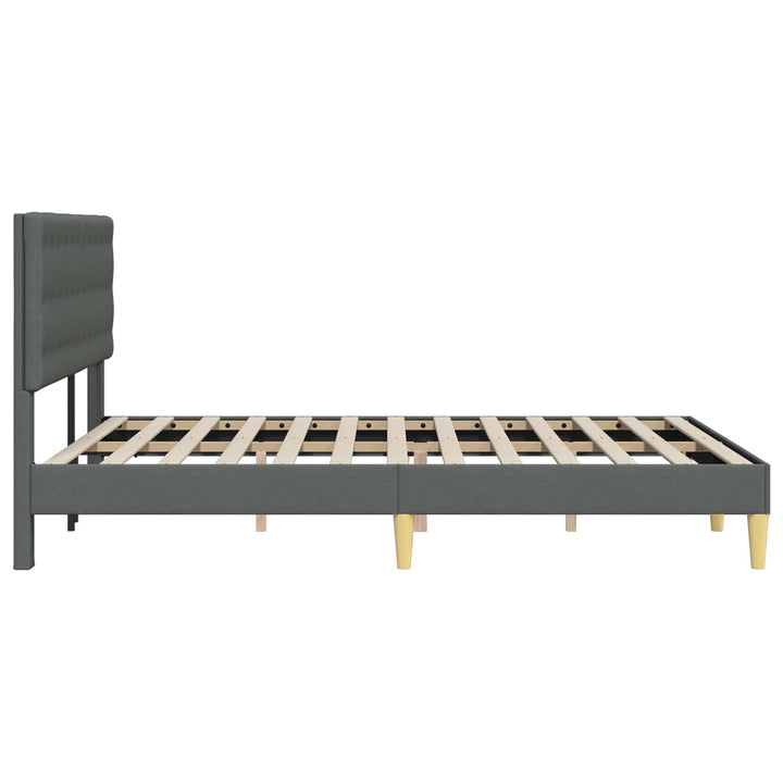 Sengestel med hovedgærde Mørkegrå 140 x 190 cm Stof