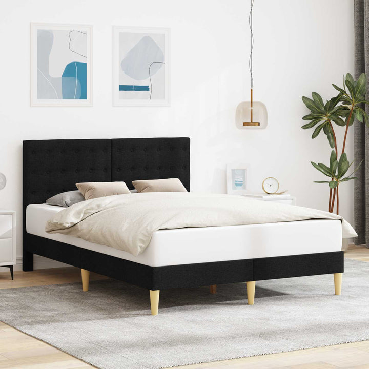 Sengestel med hovedgærde Sort 140 x 190 cm Stof