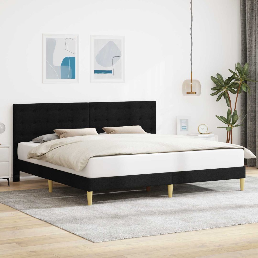 Sengestel med hovedgærde Sort 180 x 200 cm Stof