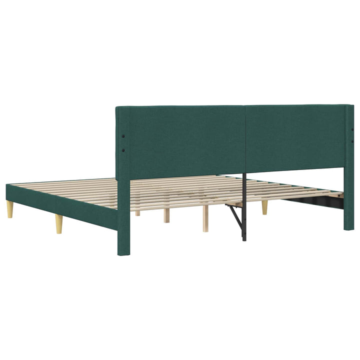 Sengestel med hovedgærde Mørkegrøn 180 x 200 cm Stof