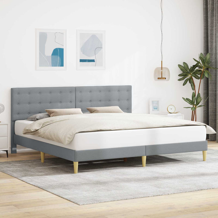 Sengestel med hovedgærde Lysegrå 200 x 200 cm Stof