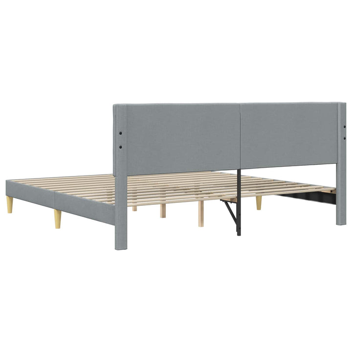 Sengestel med hovedgærde Lysegrå 200 x 200 cm Stof