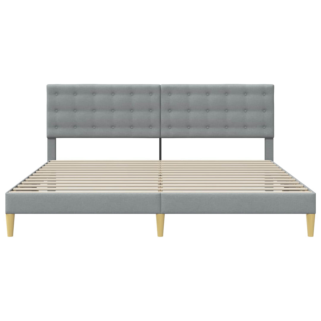 Sengestel med hovedgærde Lysegrå 200 x 200 cm Stof