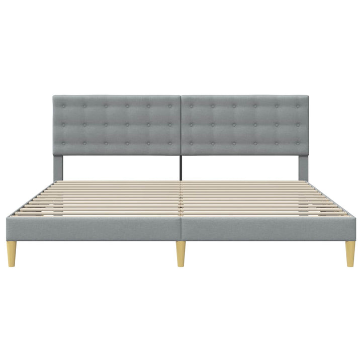 Sengestel med hovedgærde Lysegrå 200 x 200 cm Stof
