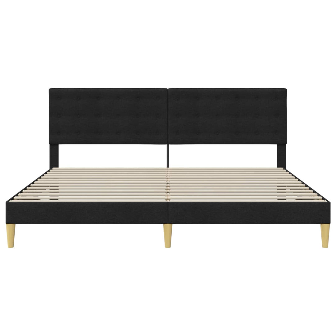 Sengestel med hovedgærde Sort 200 x 200 cm Stof