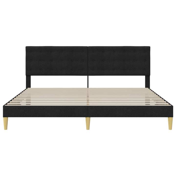 Sengestel med hovedgærde Sort 200 x 200 cm Stof