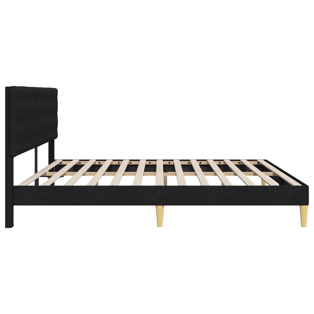 Sengestel med hovedgærde Sort 200 x 200 cm Stof