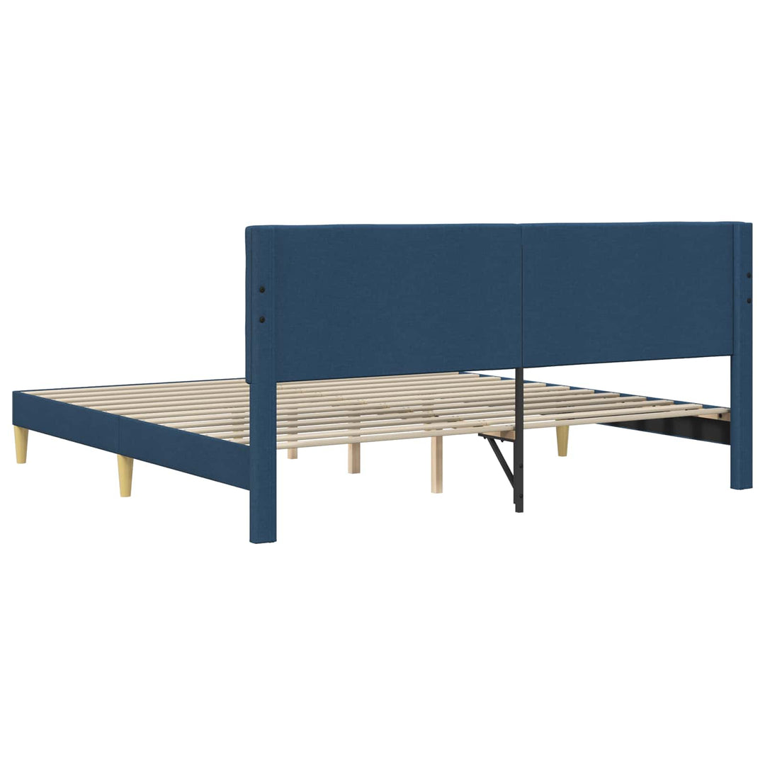 Sengestel med hovedgærde Blå 200 x 200 cm Stof