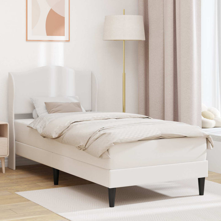 Sengestel med hovedgærde Hvid 90 x 190 cm Kunstlæder