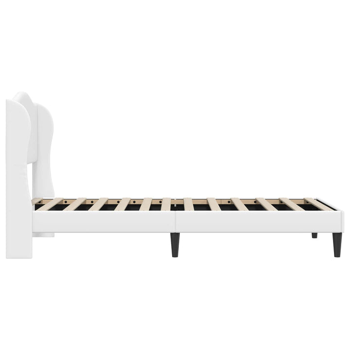 Sengestel med hovedgærde Hvid 90 x 190 cm Kunstlæder