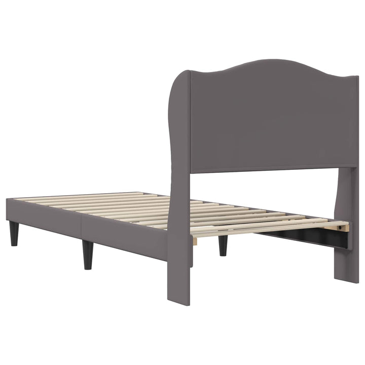 Sengestel med hovedgærde Grå 90 x 200 cm Kunstlæder