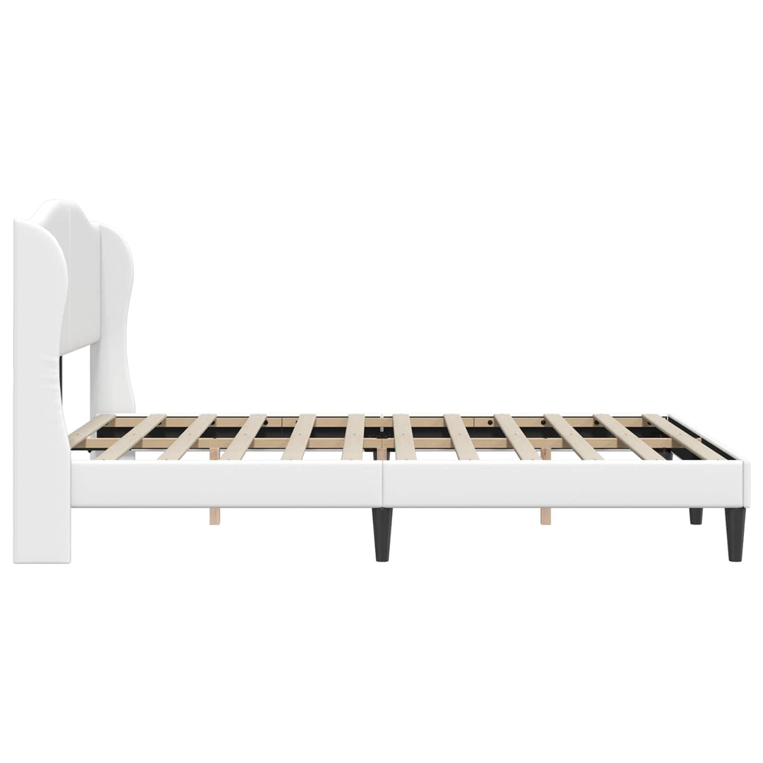 Sengestel med hovedgærde Hvid 140 x 200 cm Kunstlæder