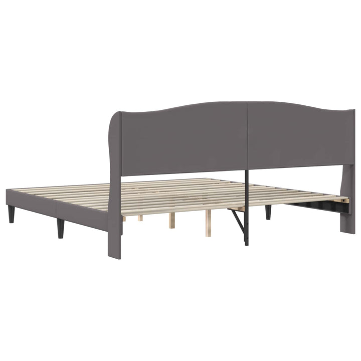 Sengestel med hovedgærde Grå 180 x 200 cm Kunstlæder