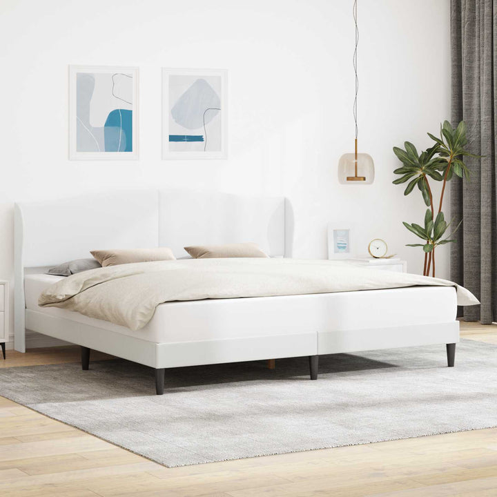 Sengestel med hovedgærde Hvid 180 x 200 cm Kunstlæder