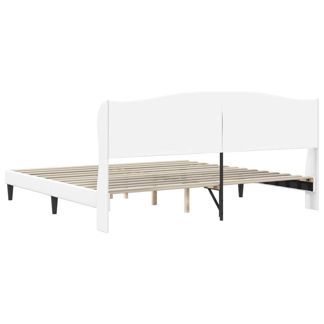 Sengestel med hovedgærde Hvid 180 x 200 cm Kunstlæder