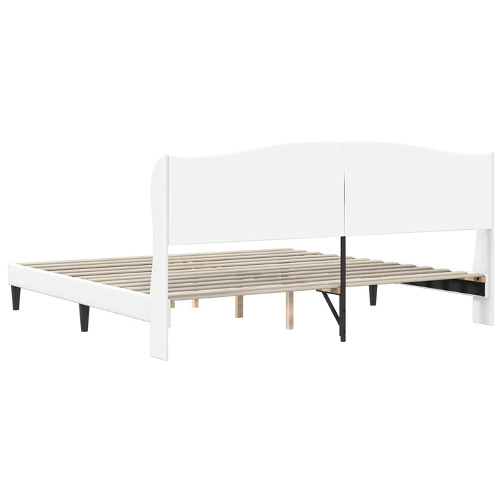 Sengestel med hovedgærde Hvid 180 x 200 cm Kunstlæder