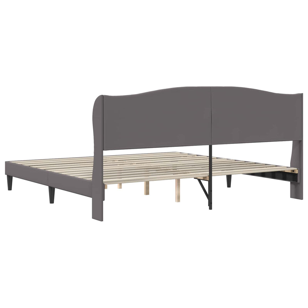 Sengestel med hovedgærde Grå 200 x 200 cm Kunstlæder