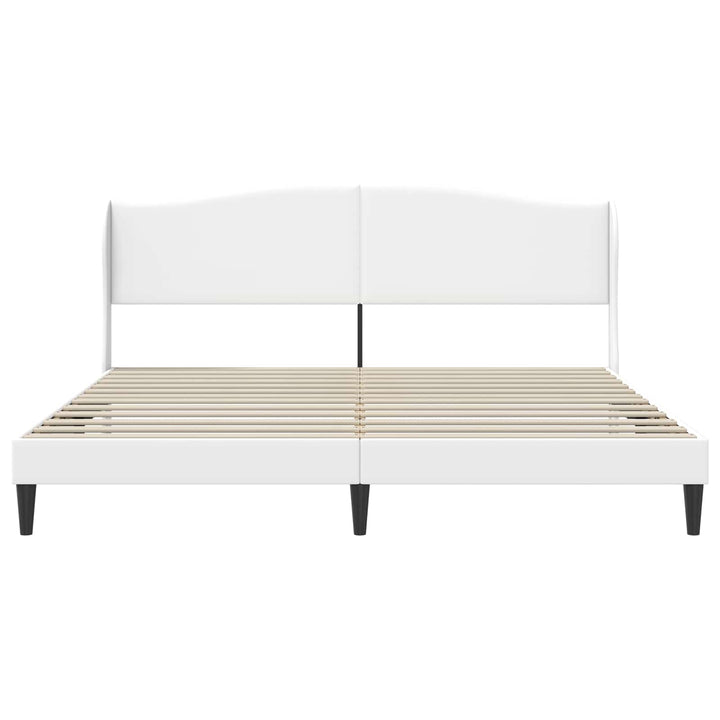 Sengestel med hovedgærde Hvid 200 x 200 cm Kunstlæder