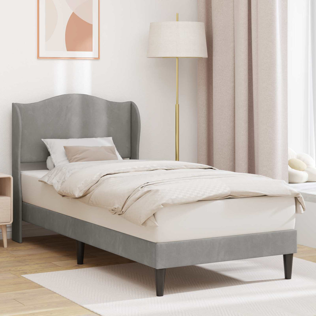 Sengestel med hovedgærde Lysegrå 80 x 200 cm Fløjl