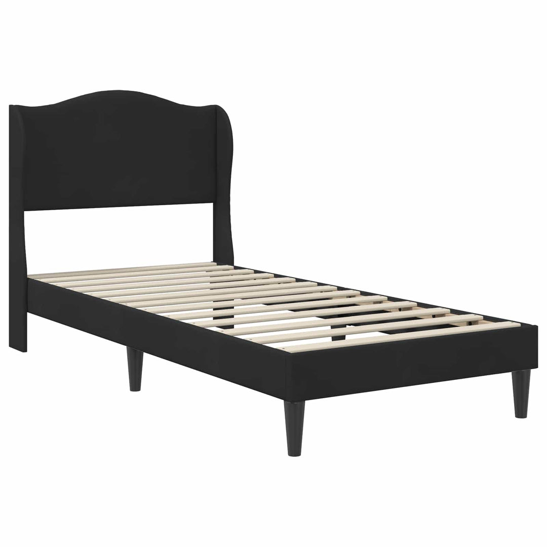 Sengestel med hovedgærde Sort 90 x 190 cm Fløjl