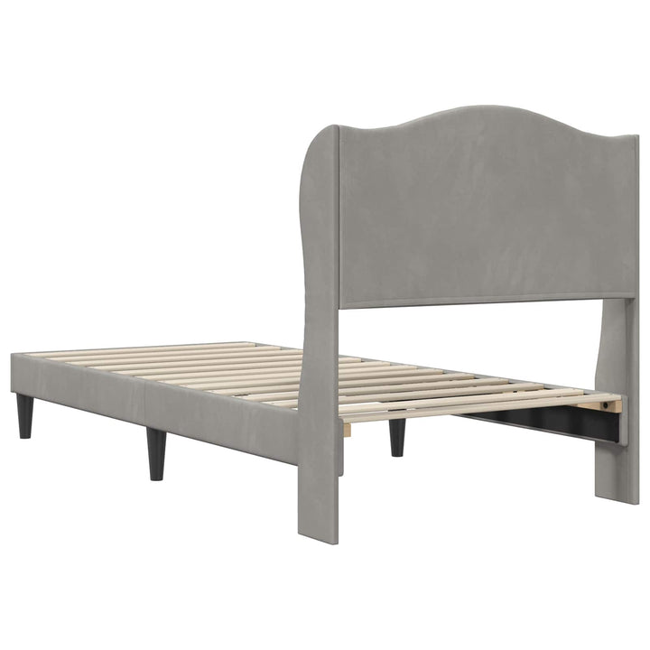 Sengestel med hovedgærde Lysegrå 90 x 200 cm Fløjl