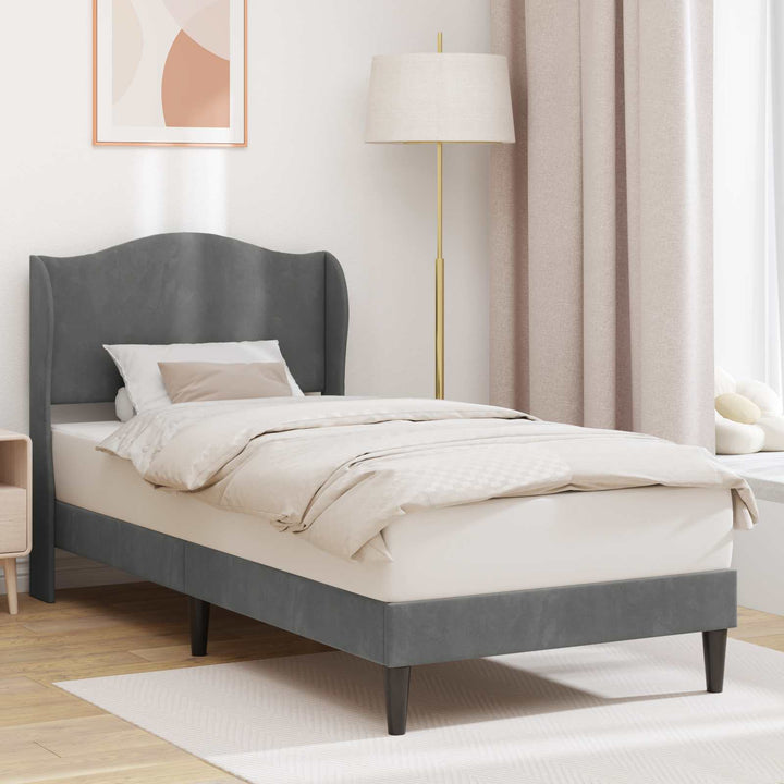 Sengestel med hovedgærde Mørkegrå 100 x 200 cm Fløjl