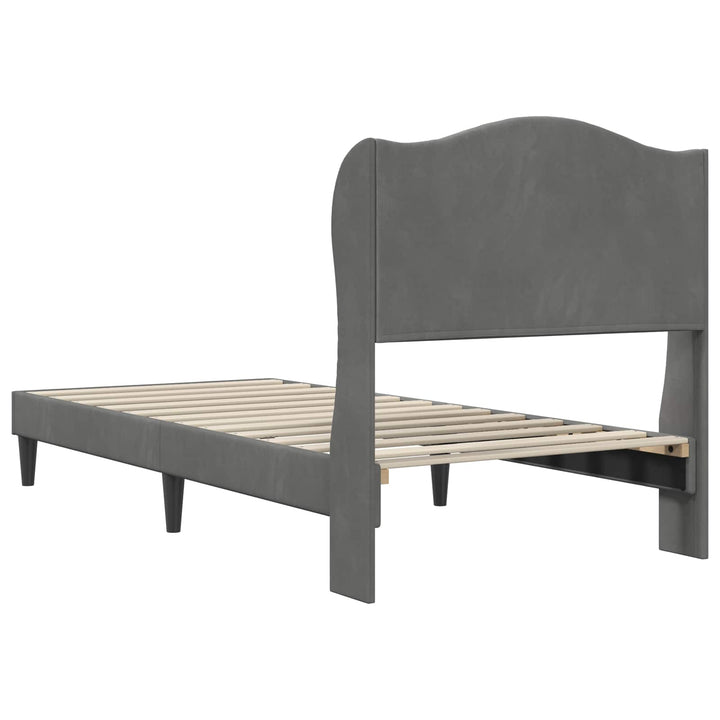 Sengestel med hovedgærde Mørkegrå 100 x 200 cm Fløjl