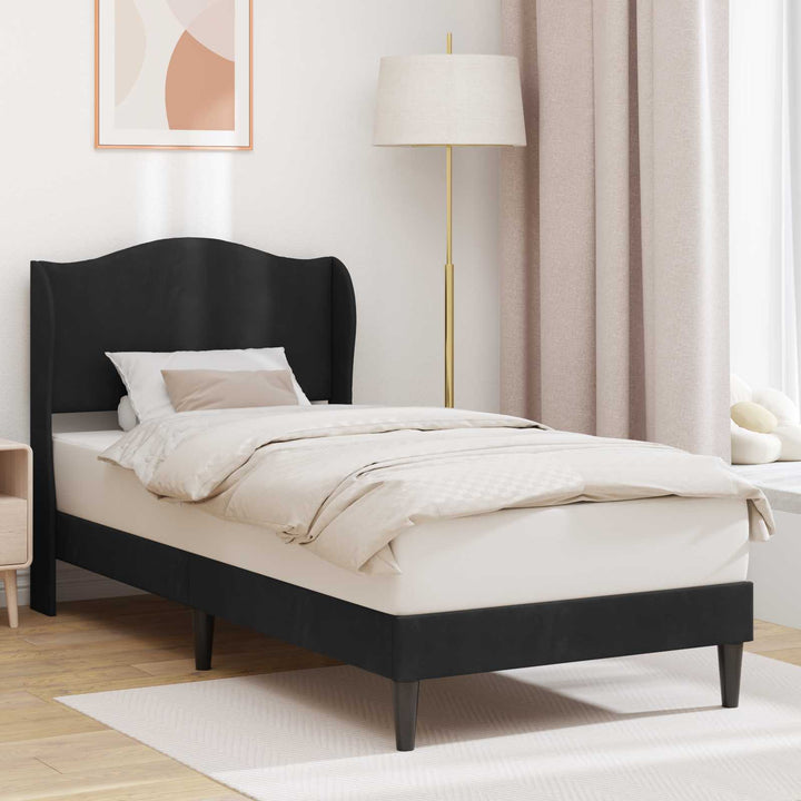 Sengestel med hovedgærde Sort 100 x 200 cm Fløjl