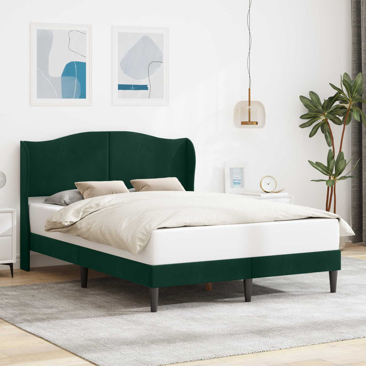 Sengestel med hovedgærde Mørkegrøn 120 x 190 cm Fløjl