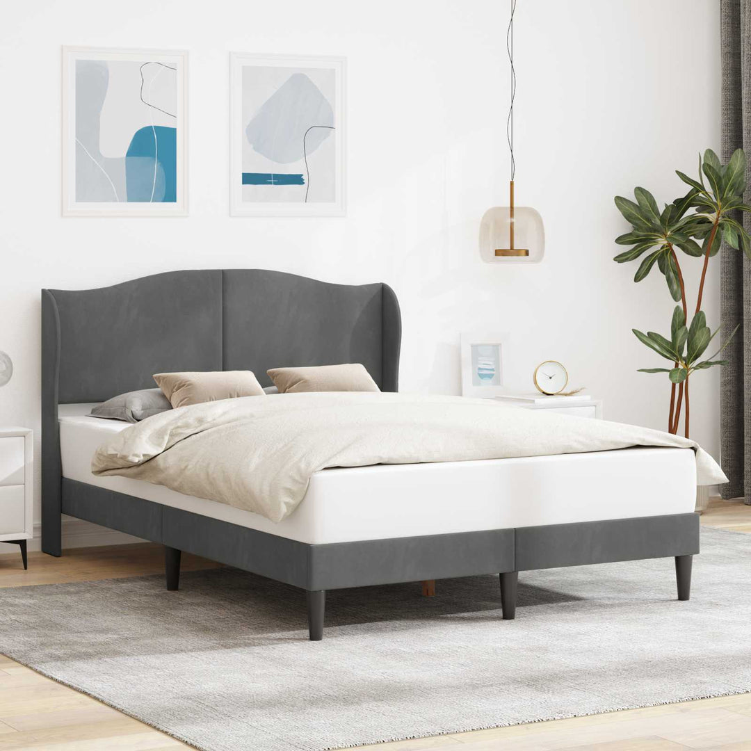 Sengestel med hovedgærde Mørkegrå 120 x 200 cm Fløjl